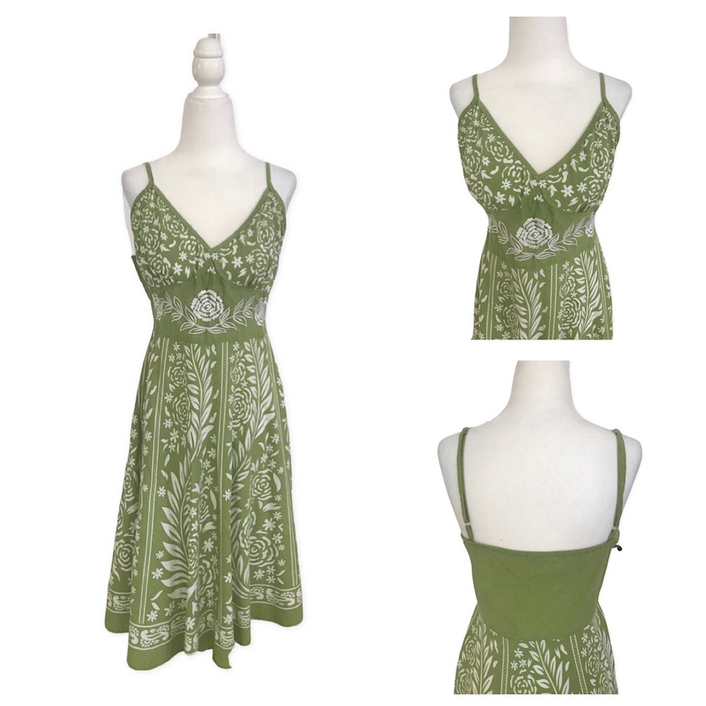 Summer Spaghetti Strap Midi Olive Green Dress